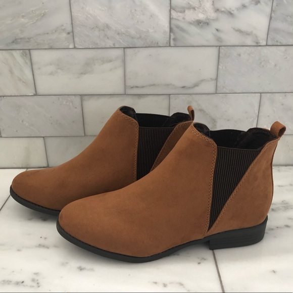 NWOT Faux Suede Chestnut Chelsea Ankle Boots - Picture 2 of 7